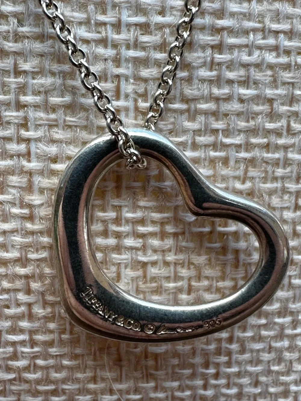 Tiffany & Co. Elsa Peretti Sterling Silver Open Heart Necklace